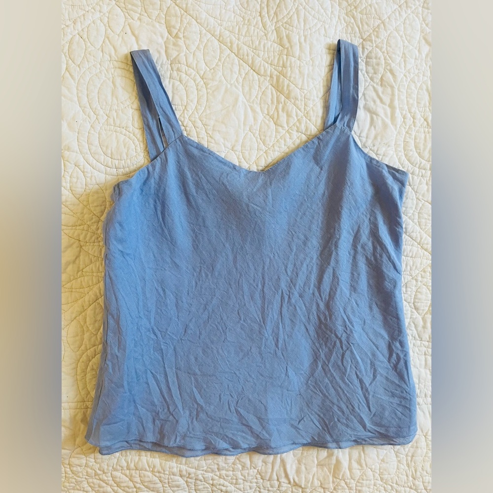 Eileen Fisher Dusty Blue Silk-Cotton Camisole
